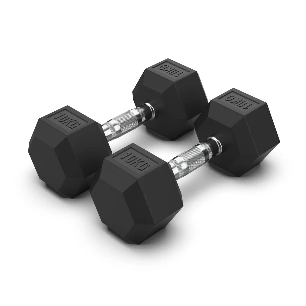 10KG Rubber Hex Dumbbell PAIR