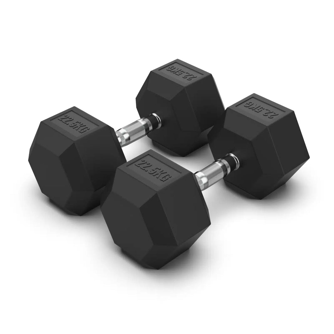 22.5KG Rubber Hex Dumbbell PAIR