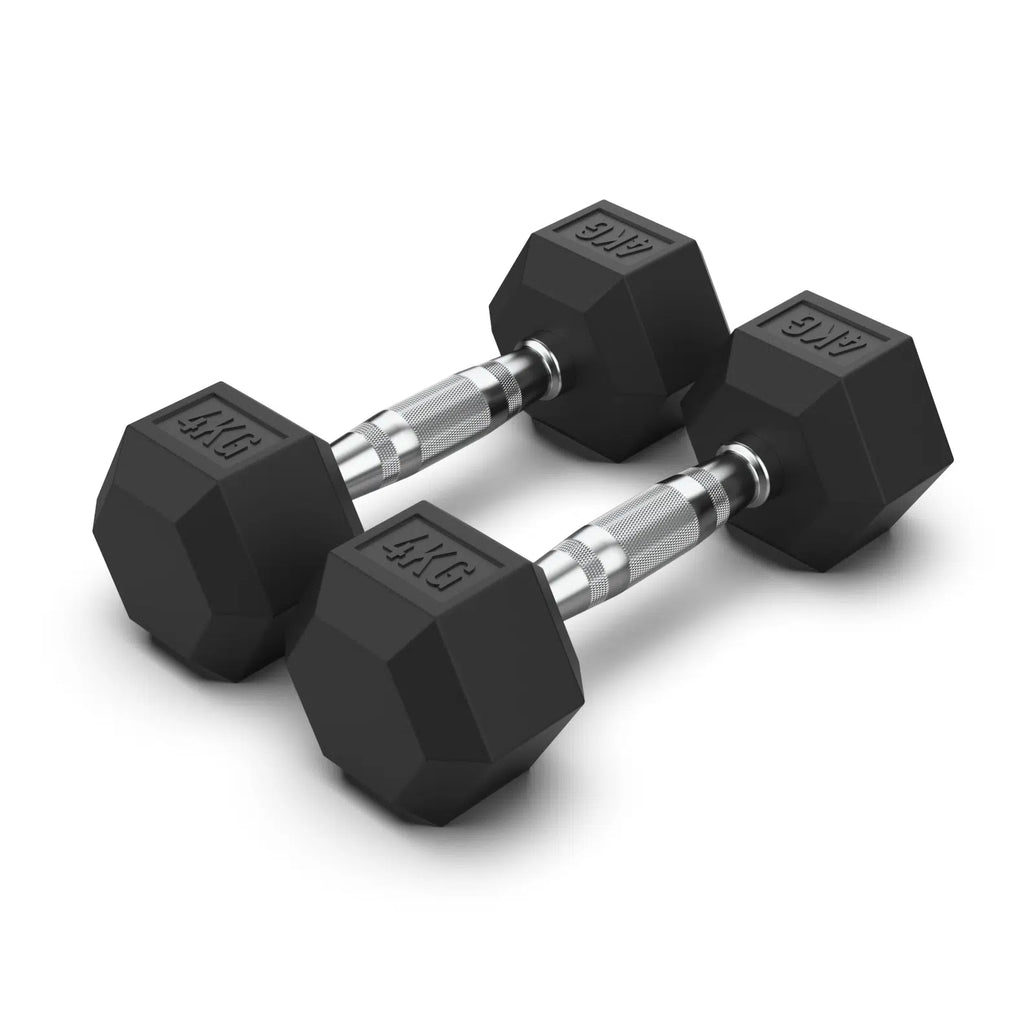 4KG Rubber Hex Dumbbell PAIR