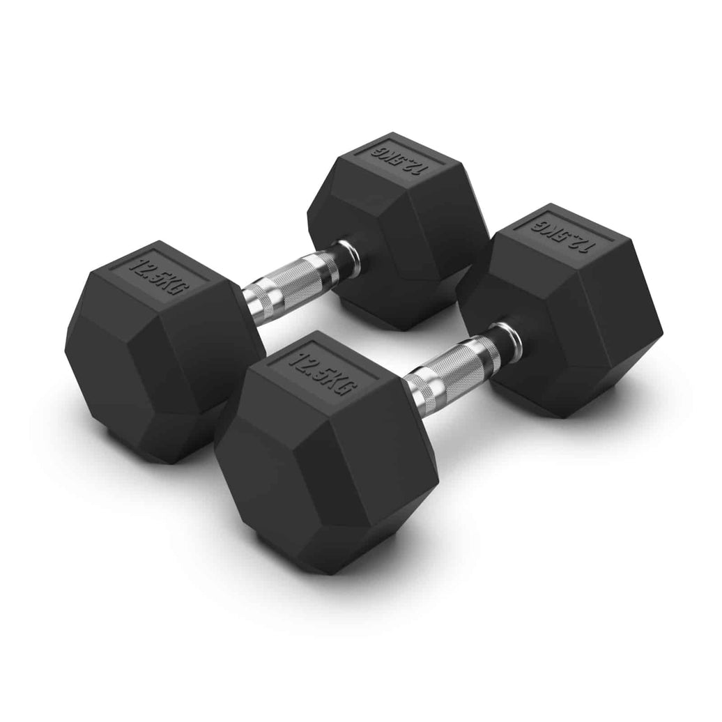 12.5KG Rubber Hex Dumbbell PAIR