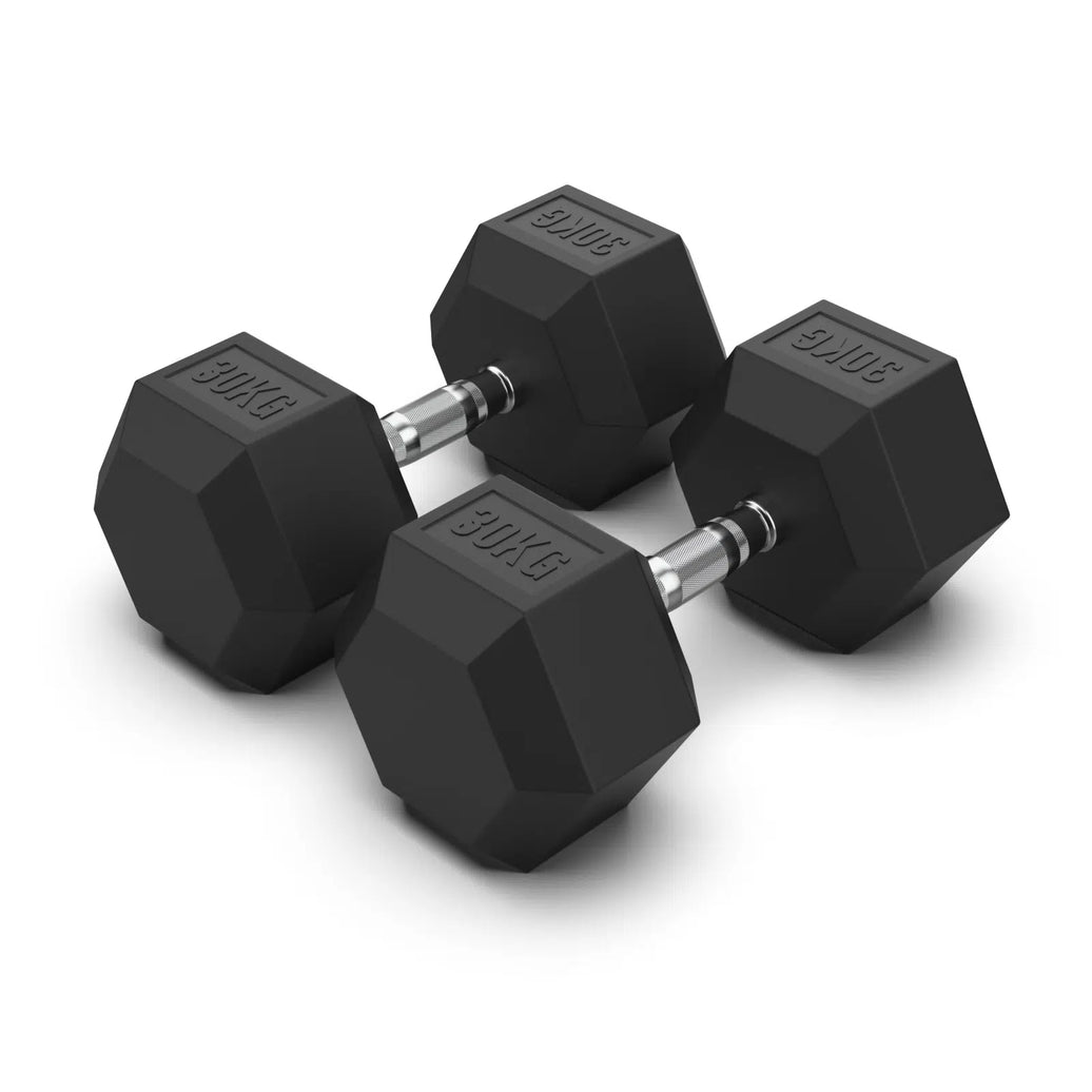 30KG Rubber Hex Dumbbell PAIR