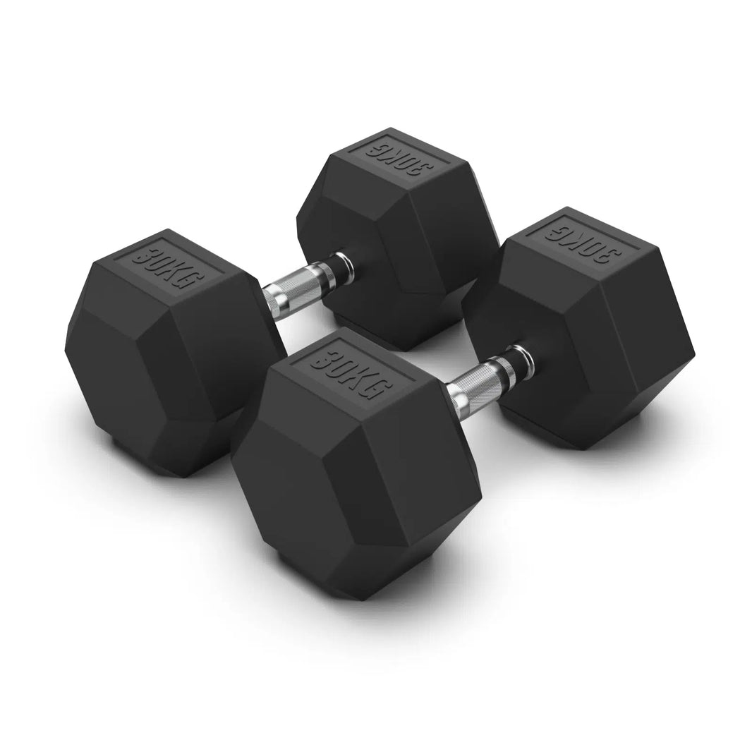 30KG Rubber Hex Dumbbell PAIR