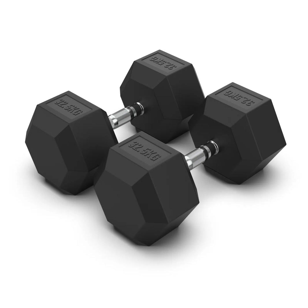 32.5KG Rubber Hex Dumbbell PAIR