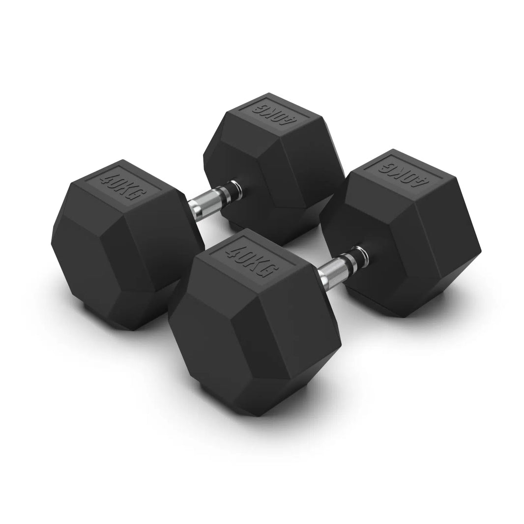 40KG Rubber Hex Dumbbell PAIR