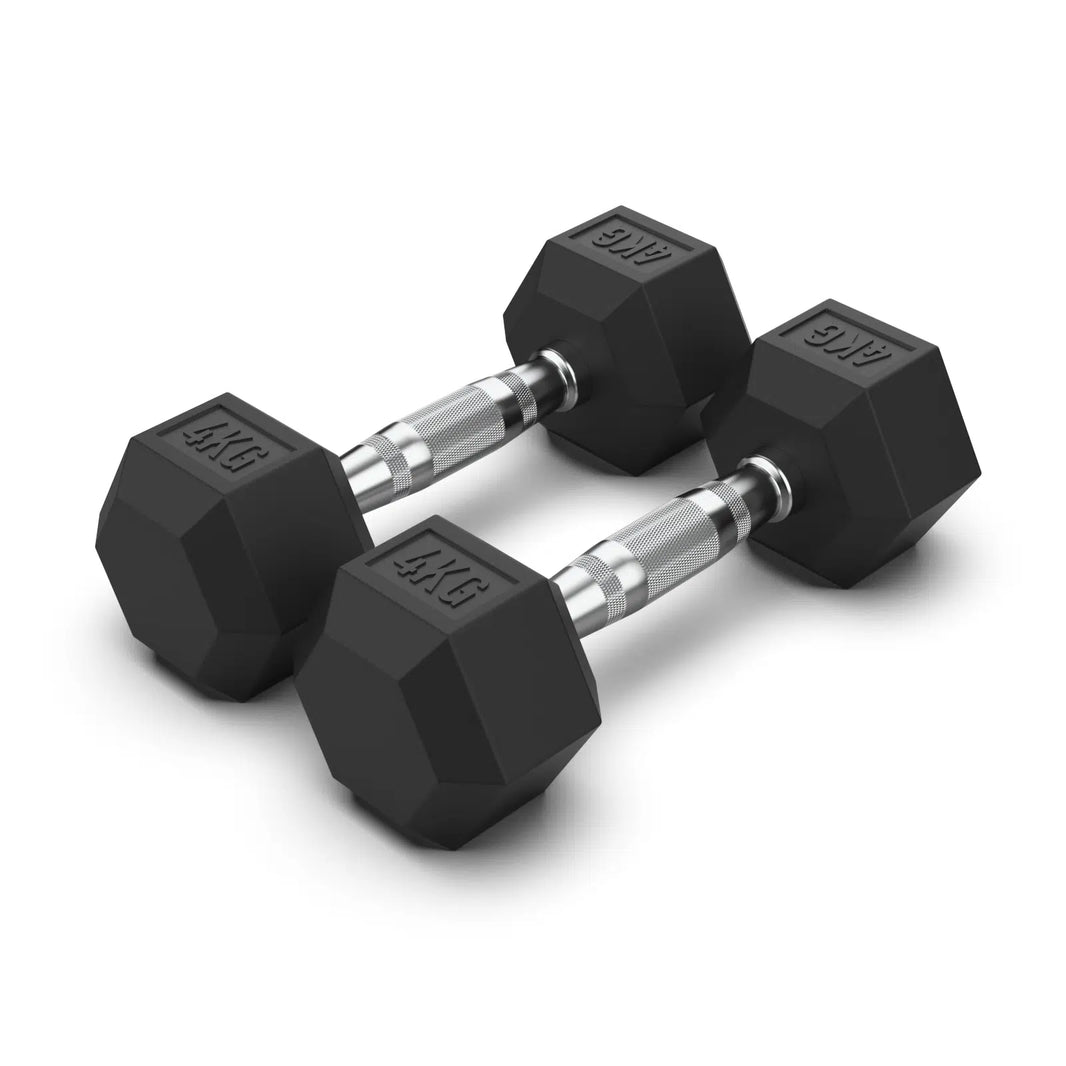 4KG Rubber Hex Dumbbell PAIR