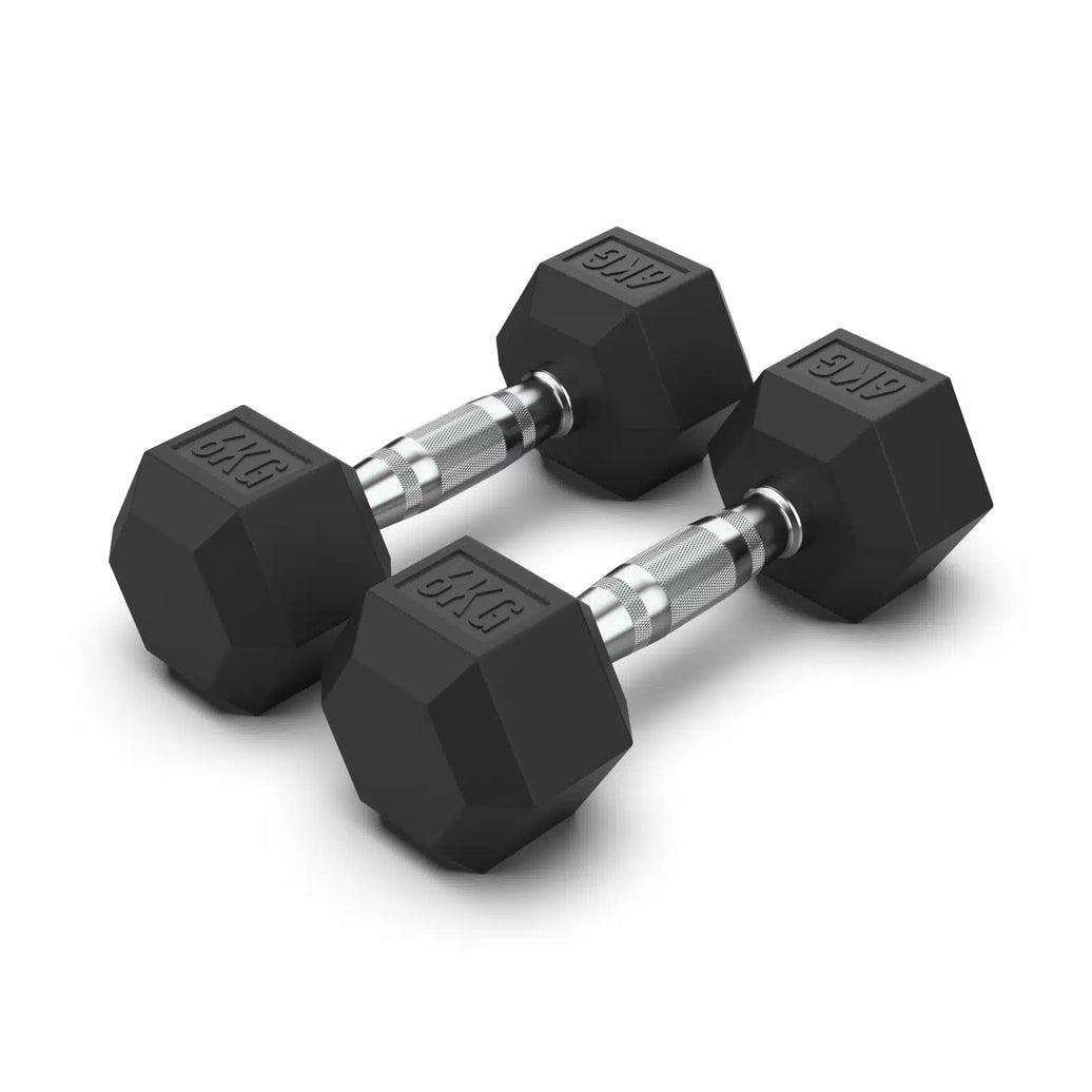 6KG Rubber Hex Dumbbell PAIR