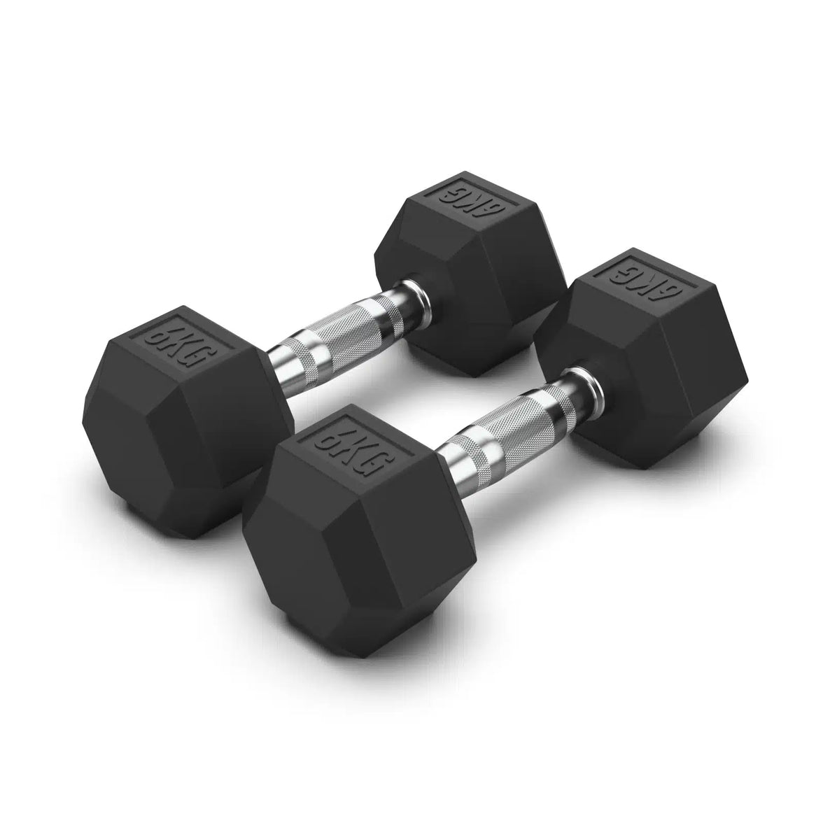 6KG Rubber Hex Dumbbell PAIR