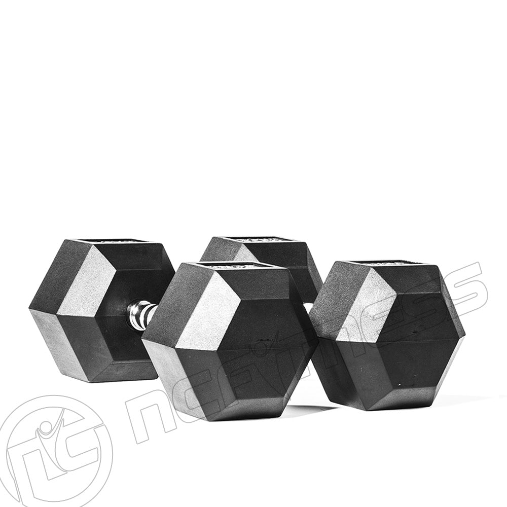 5-25 KG Rubber Hex Dumbbell Set With Stand