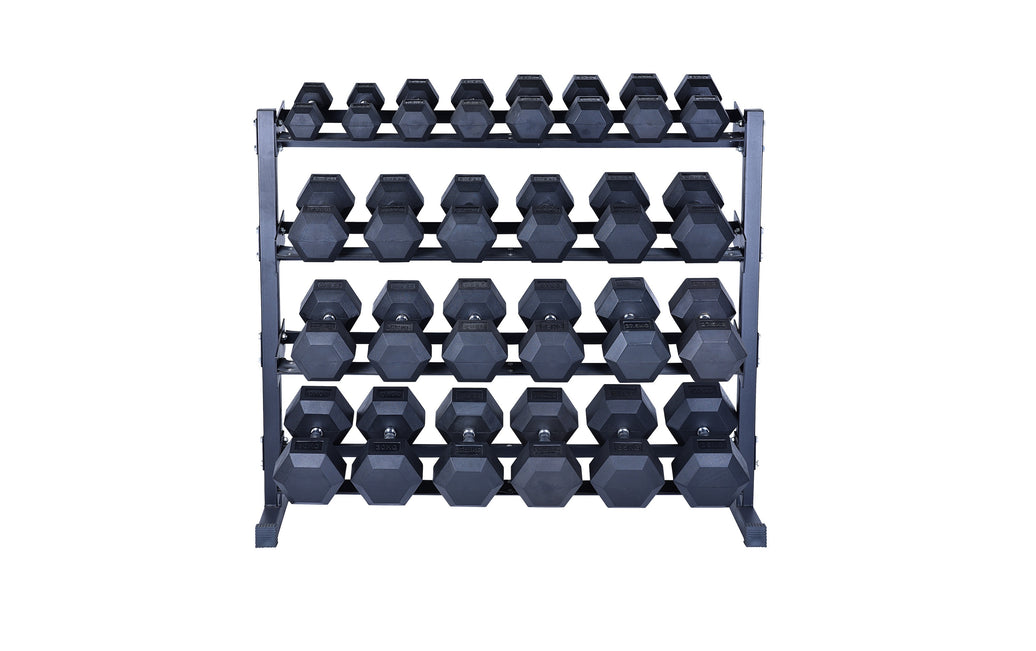 5-35 KG Rubber Hex Dumbbell Set With Stand