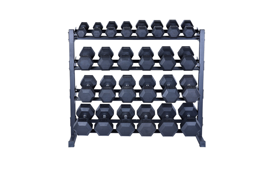 5-35 KG Rubber Hex Dumbbell Set With Stand