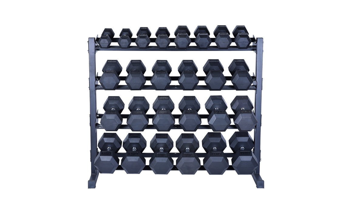 5-35 KG Rubber Hex Dumbbell Set With 2 x 2tier Racks