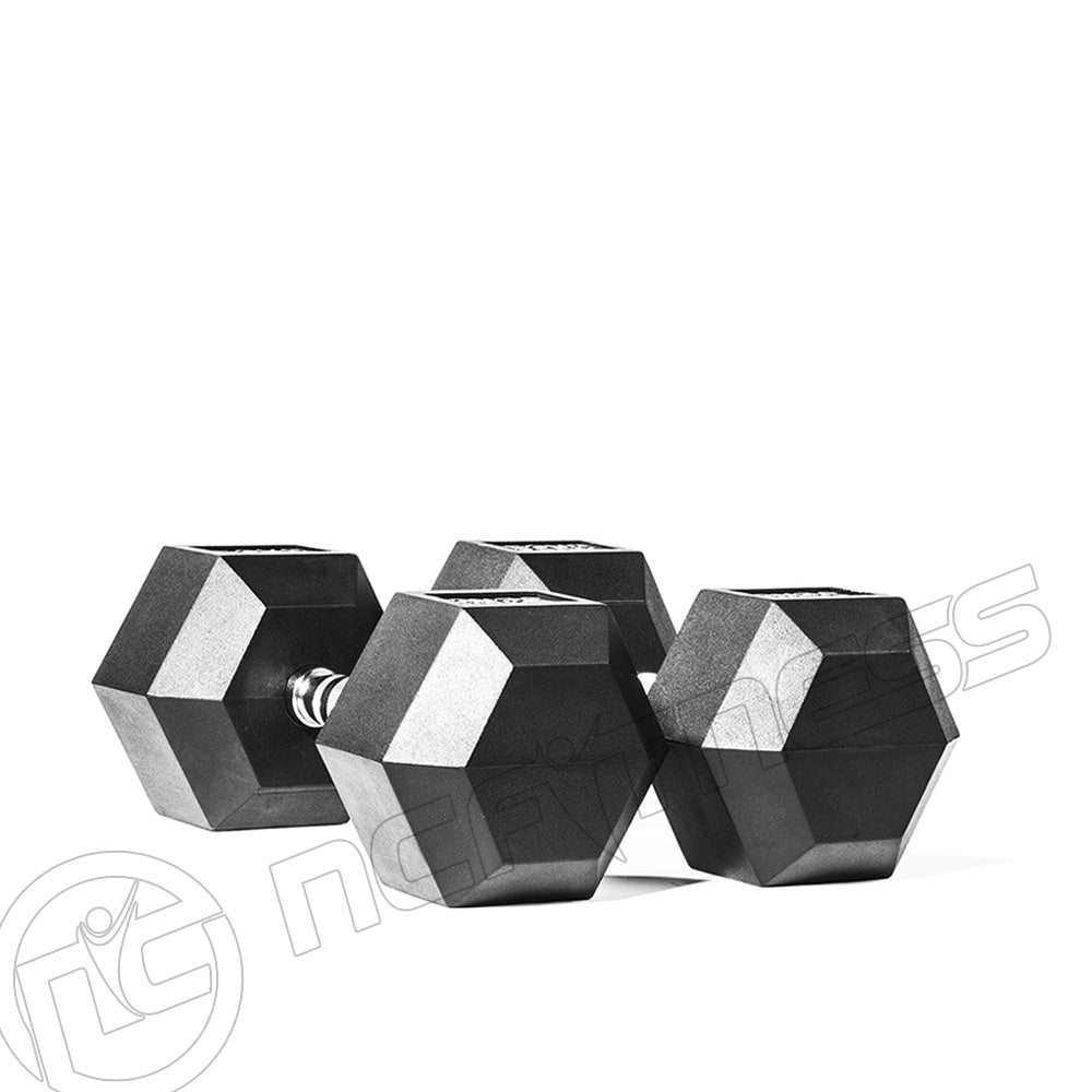 5-25 KG Rubber Hex Dumbbell Set With Stand